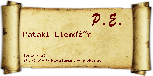 Pataki Elemér névjegykártya