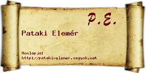 Pataki Elemér névjegykártya